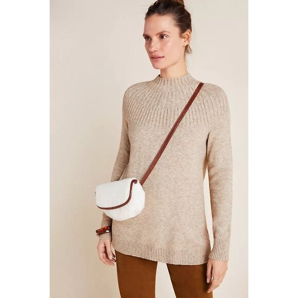 Anthropologie Welford Tunic High Neck Sweater in Beige size Small - Picture 1 of 9